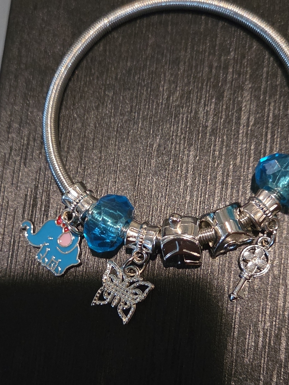 Blue Elephant & Butterfly Charm Bracelet - Women's Jewelry